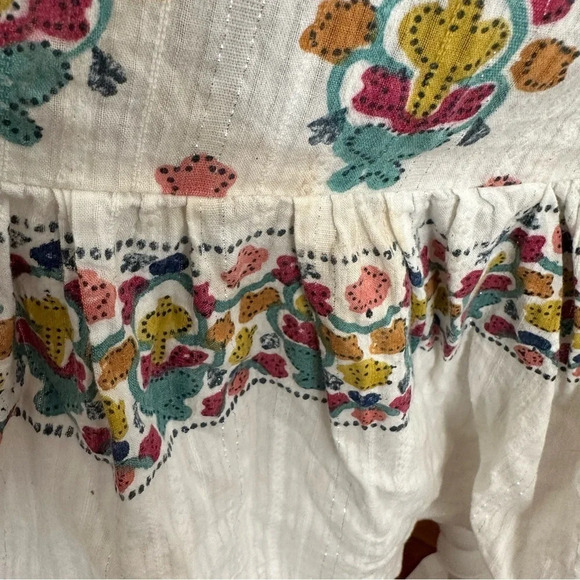 Flawed Roller Rabbit size Small V Neck Floral Babydoll Dress Metallic Summer - Picture 3 of 8